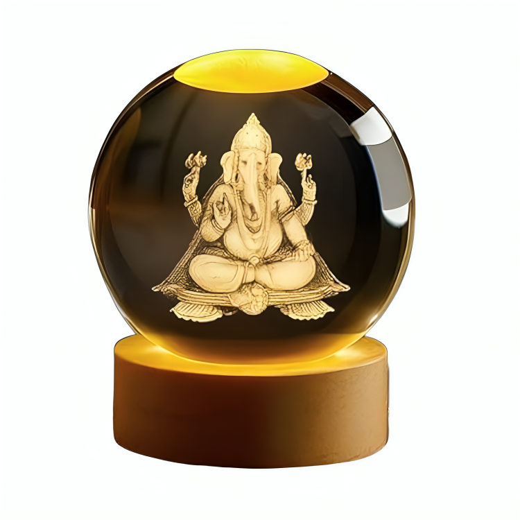 Lord Ganesh Crystal Ball Night Lamp